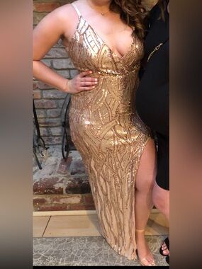 Banjul Inc Gold Sequin Formal Dress Size M